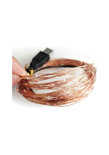 Fosenze Led Işıklı Bakır Tel Zincir, Noel Ve Tören Dekorasyonu, 5m 50 Işık, Sıcak Beyaz, Enerji Tasarruflu, Ev Bahçe Dekoru Ilık Beyaz