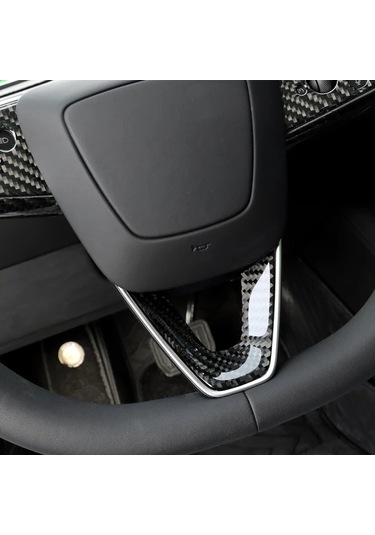 Honeybeeshop Çene Kayışlı Direksiyon Düğmesi Kırmızı Gerçek Karbon Fiber Tesla Model 3 Highland 2024 Ve Up Model Y Juniper 2025 Up İçin Sol Sağ Sürüş Uygun İç Mekan Yükseltme Kolay Kurulum Kırmızı