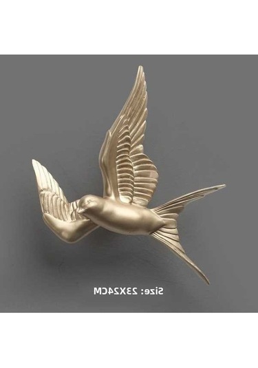 Fortunelane Zengin Altın Renkli 3d Kuş Dekoru - Akdeniz Stili Oturma Odası Süsüsü, Merdiven Üstü Duvar Dekorasyonu燕子a款 Diğer