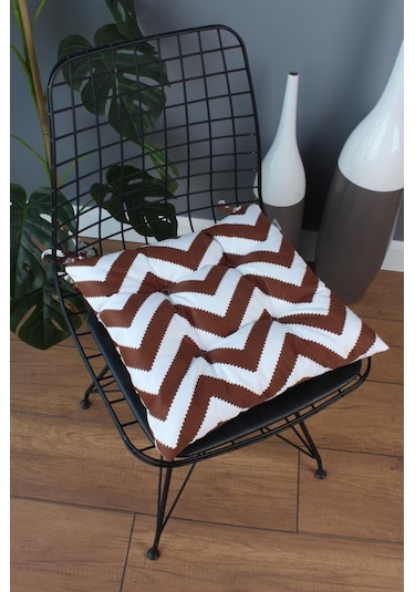 Altınpamuk Altınpamuk Beta Pofidik Kahve Zikzak Sandalye Minderi Bağcıklı 40