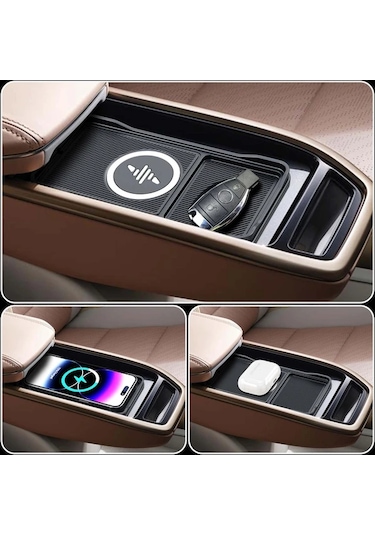 Honeybeeshop Siyah Fast Car Kablosuz Sarj Cihazi İphone Uyumlu 16 15 14 Xiaomi Kaymaz Silikonlu Usb Sarj Pedi
