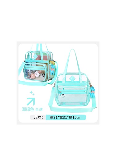 Çapraz Askılı Taşınabilir Su Geçirmez İlkokul,ortaokul Okul Büyük Kapasiteli Şeffaf Çanta Yeşil