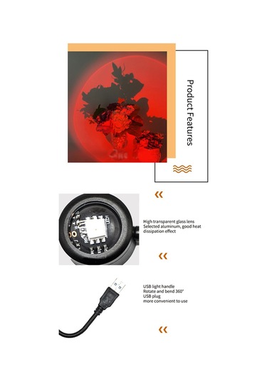 Kosona 360 Döner Boru Güneş Batımı Işığı - Yumuşak Renkli Projeksiyon, Usb Çalışır, Romanatik Ortam Aydınlatması, Fotoğraf Ve Canlı Yayın Arka Planı