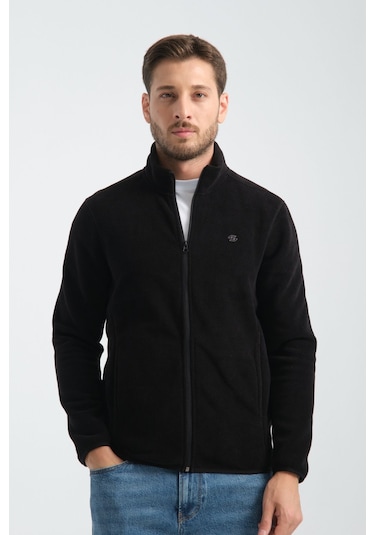 Shooter Sportswear Erkek Polar Sweatshirt Kışlık Standart Fit Outdoor Karyoka Dikiş Detaylı Siyah