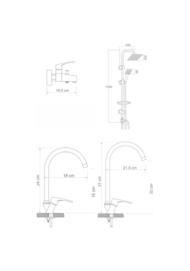 Armour Armatür Banyo Batarya Seti Siyah