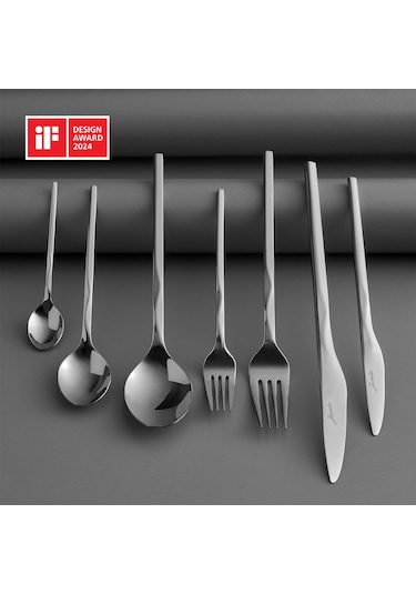 Jumbo Fluctus 84 Parça 12 Kişilik Çelik Çatal Kaşık Bıçak Takımı Çelik