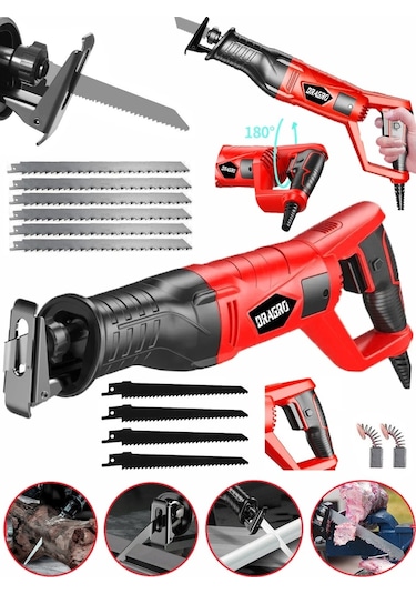 Dragro GRZ-tlk9000 Kırmızı 10 Uç 9000 Sjs 6 Kademe Devir Ayarli Bakir Sargili Beton Tuğla Kemik Kesme Tilki Kuyruğu