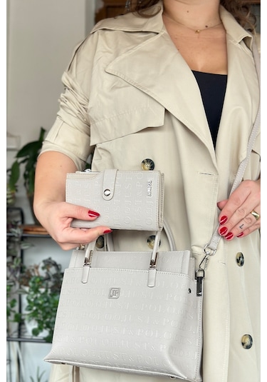 Jps- Just Polo Baskı Desenli Özel Seri El Ve Omuz Çanta Gq-4045-gd - Taş Kombin Taş