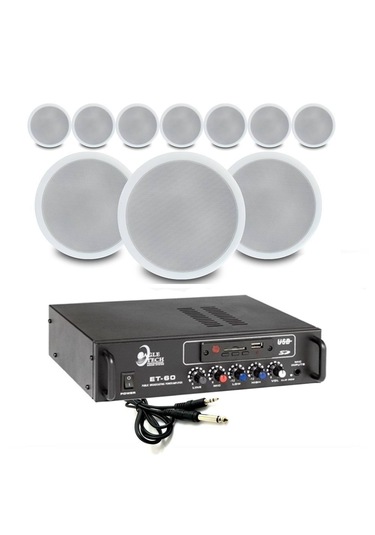 10 Lu Beyaz Tavan Hoparlörlü Ses Sistemi Anons & Müzik Yayın Sistemi