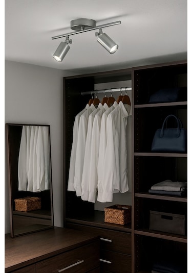 Spoti 2'li Gri Renk Beyaz Işık Modern Tasarım Cafe - Mutfak - Banyo Spot Ledli Sıralı Avize Gri