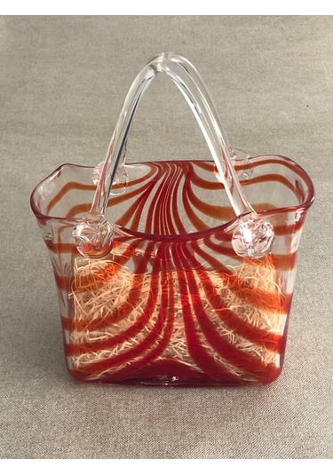 Fifth Avenue Crystal Vintage El Boyama Kırmızı Cam Vazo Çanta