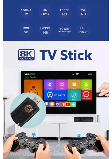 Laxsam X8 Retro 8K Ultra HD Video Oyun Konsolu + Android TV