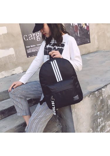 Trend Kore Stili Üç Bölmeli Tuval Sırt Çantası - Genç Kızlar Ve Kadınlar İçin Şık Okul Çantası, Ortaokul Lise Öğrencileri İçin Moda Çanta, Seyahat Ve Günlük Kullanım İçin Ergonomik Sırt Çantası Siyah Trend Kore Stili Üç Bölmeli Tuval Sırt Çantası - Genç Kızlar Ve Kadınlar İçin Şık Okul Çantası, Ortaokul Lise Öğrencileri İçin Moda Çanta, Seyahat Ve Günlük Kullanım İçin Ergonomik Sırt Çantası Siyah