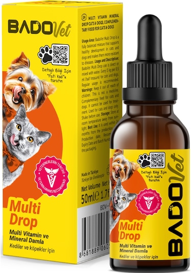 Bado Multi Drop Kedi Ve Köpekler İçin Multi Vitamin Mineral Damla 50 Ml