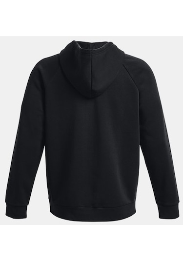 Erkek UA Rival Fleece Tam Boy Fermuarlı Kapüşonlu Üst 1379767-001 Siyah - Beyaz