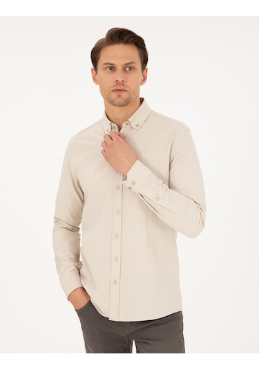 Pierre Cardin Erkek Bej Gömlek Desenli 50297998-vr011 Bej