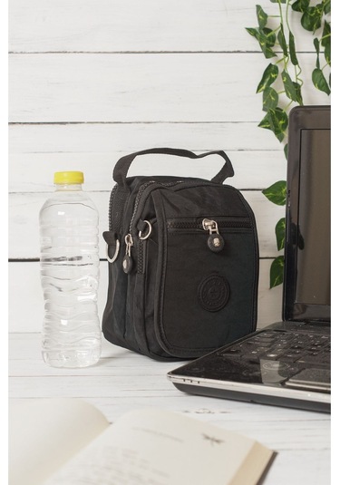 Krinkıl/klinkır Su Geçirmez Kumaş Cırtlı Çokgözlü Erkek Çapraz Omuz ve El Çantası Siyah 11-6k Siyah