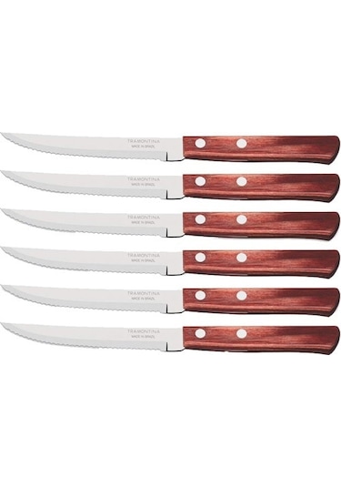 Tramontina Churrasco 21198/715 Biftek-Steak Bıçağı (6lı Blister) Kahverengi