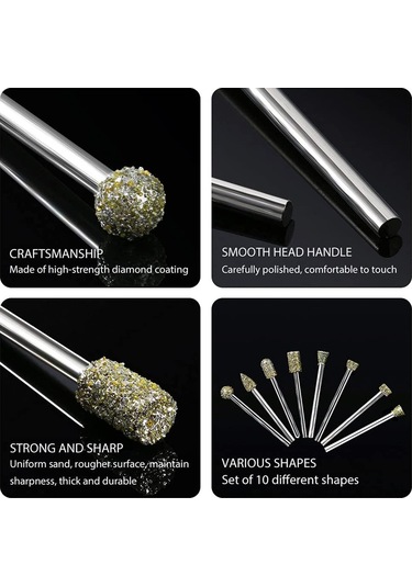 Padalink 20 Parça Elmas Taşlama Ucu Seti - 3x6mm Kaba Tane, Çok Amaçlı Metal Ve Cam İşleme İçin Mükemmel