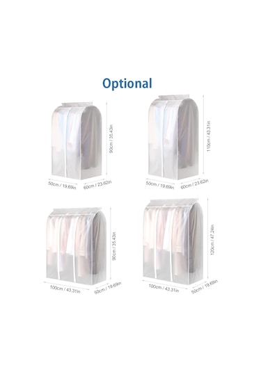 Gajeena Büyük Boy Askılı Giysi Koruma Kılıfı - Şeffaf, Fermuarlı, Toz Ve Nem Geçirmez Şeffaf