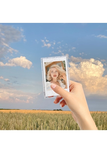 Sones 3 İnç Dondurma Parıltılı Fotoğraf Kutusu Ünlü Fotoğraf Kartı Saklama Kutusu Polaroidler İçin, Renk: Mor