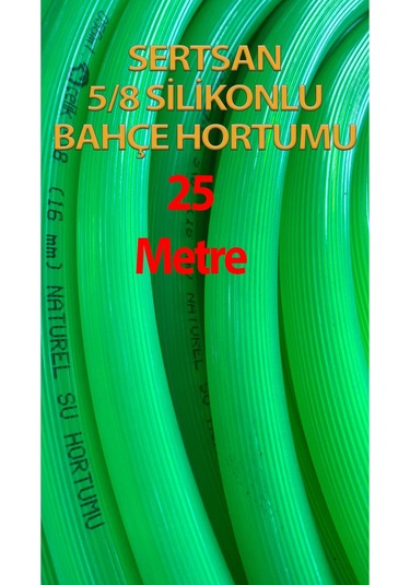 Silikonlu Bahçe Hortumu 5/8 Yeşil Renk 25 Metre