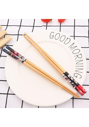 Yeniden Kullanılabilir 5 Çift Set El Yapımı Bambu Japon Tarzı Doğal Ahşap Çubuklarını Suşi Gıd Çok Renkli Çatal Kaşık Tk. 56645854 Diğer