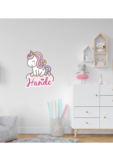 Kişiye Özel Unicorn Tasarımlı Çocuk Odası Duvar Sticker-3