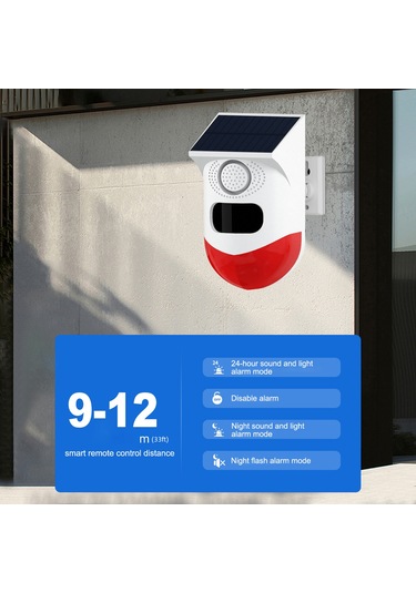Yaozixa Güneş Enerjili Entegre Li-pilli 110 Açı 9-12m Algılama Sesli Işık Alarmı Kumanda Yok, App Desteği Yok