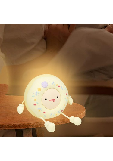 Suntek Silikon Donut Gece Lambası, Komik, Yumuşak, Yatak Odası Beyaz Çok Renkli