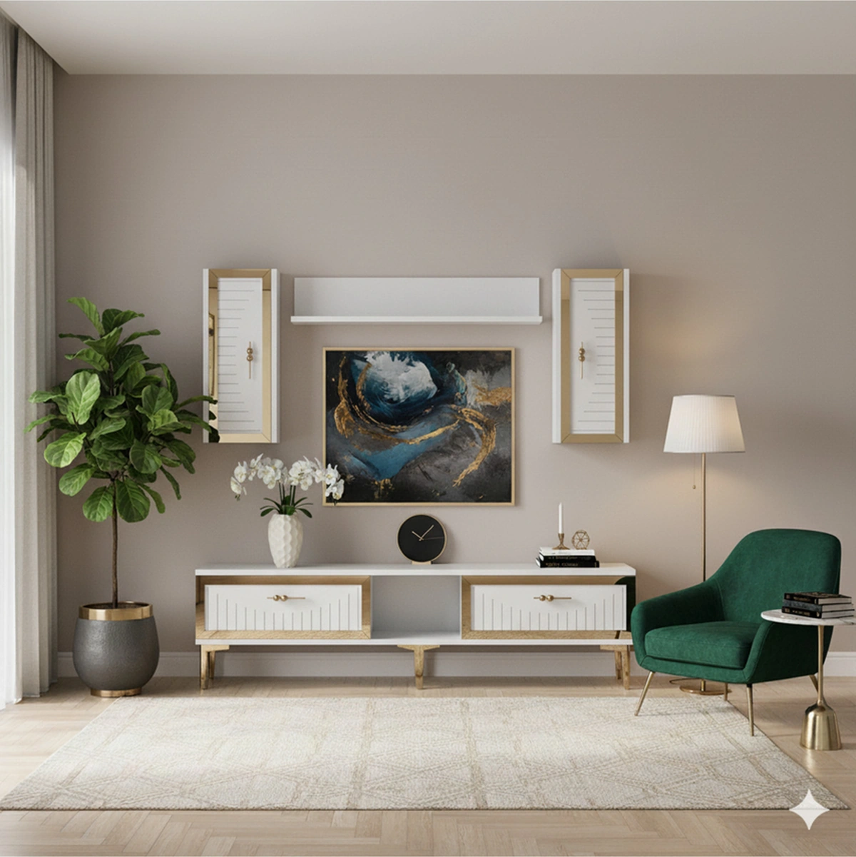 Tvr1501bg - Tuna150 Tv Ünitesi Beyaz Gold 150cm Beyaz Gold