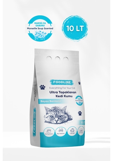 Foodline Marsilya Sabunu Kokulu İnce Taneli Bentonit Topaklaşan Kedi Kumu 10 L