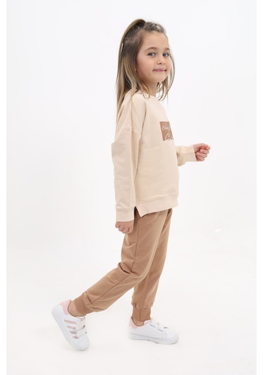 Toontoy Kız Çocuk Nakışlı Eşofman Takım Pudra
