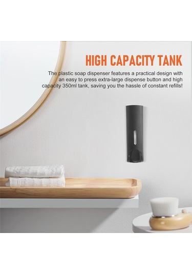 Xiaaokeji 350ml Sabunluk Banyo Duş Jeli Sıvı Şampuan Dispenseri Siyah