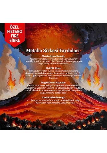 Mim and More Metabo Fire Sirke Ananas Matcha ve Kayısı Özlü 250 ML