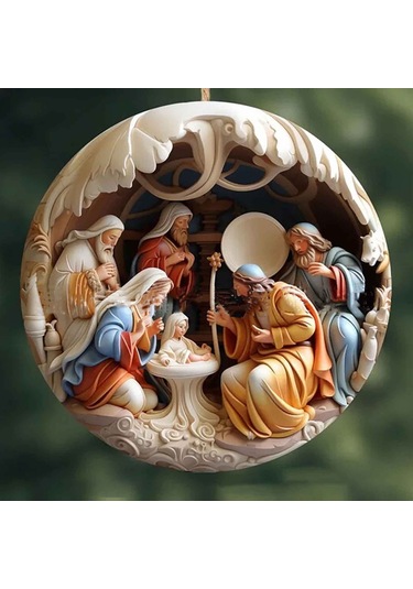 Geeksen Açık Renkli Akrilik Dış Mekan Noel Süsleri - Düz Baskı Efekti Asılı Noel Dekorasyonları