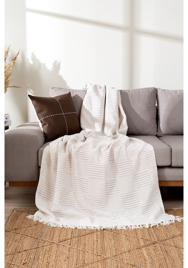 Rustıc Krem-mor Koltuk Örtüsü 170x220cm 5062a Krem Mor