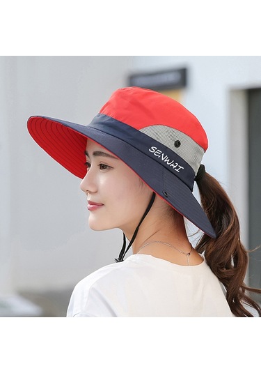 Uv Işınlarına Karşı Koruyucu Geniş Kenarlı Güneş Şapkası - Rahat Kumaşlı Ve Hava Geçirgen Kırmızı
