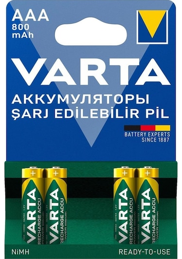 Varta 56703 800 mAh AAA Ni-MH Şarj Edilebilir İnce Kalem Pil 4'lü