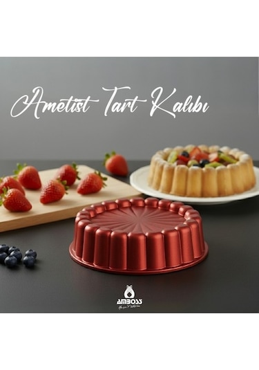 Amboss Ametist 26 cm Döküm Tart Kalıbı (Kırmızı)