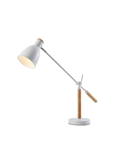 Marmo Ahşap Detaylı Beyaz Ders Çalışma Masası Lambası Beyaz - Kahverengi