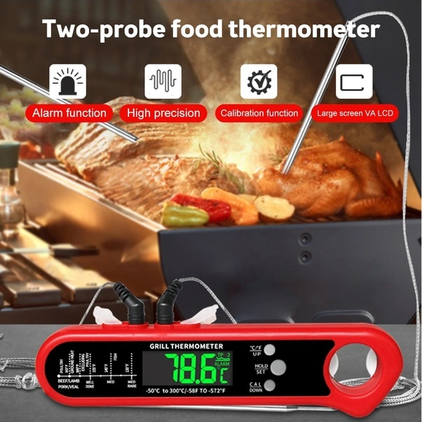 Tongxida Yüksek Hassasiyetli Lcd Ekranlı Kırmızı Et Ve Fırın Termometresi