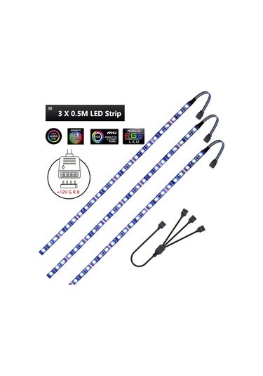 Epistar 12v Rgb Led Şerit 4pin Pc Başlığı 5050 Bilgisayar Kasası Için Sıcak Beyaz 0-5w