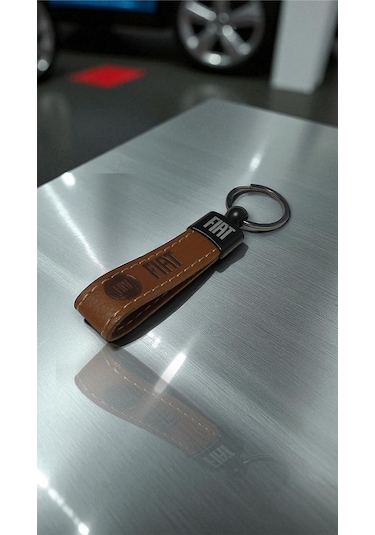 Fiat Yazılı Ve Logolu Anahtarlık Kahverengi Termo Deri
