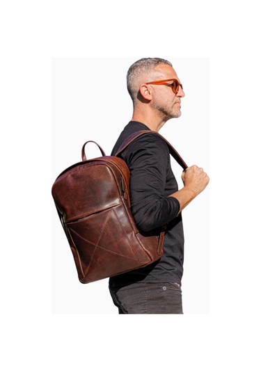 Ryoko Madison Full Grain Deri Unisex Sırt Çantası Vintage Brown 2