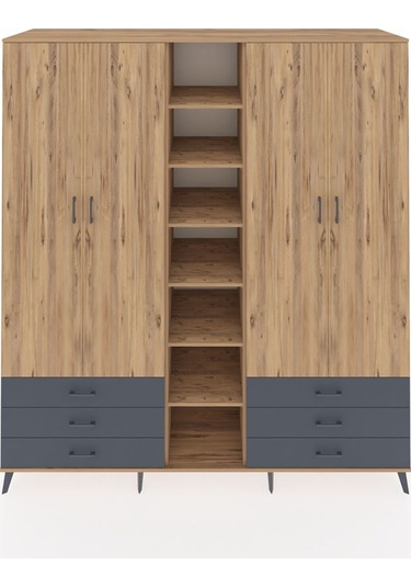 Kronos Dolap 13 Raflı 6 Çekmeceli 2 Askılı 220x59x243 Çam-çam/antrasit Atlas Çam/antrasıt Kronos Dolap 13 Raflı 6 Çekmeceli 2 Askılı 220x59x243 Çam-çam/antrasit Atlas Çam/antrasıt