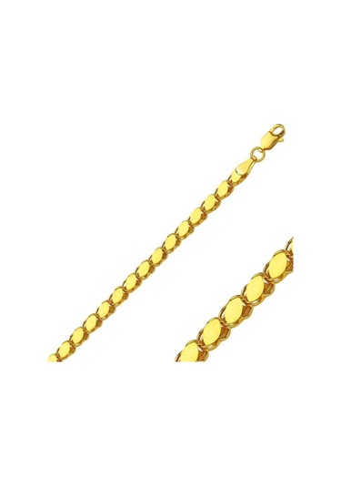 Modagümüşevi Altın Kaplama 4 Mm 925 Ayar Gümüş Pullu Zincir Kolye 59 Cm