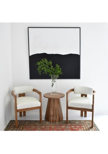 Narvik İskandinav Still T Model Ahşap Sandalye Ceviz - Krem