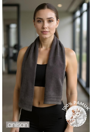 Antrasit Sporcu Havlusu 30x130cm %100 Pamuk - Yüksek Emicilik, Hafif Ve Çabuk Kuruma Özellikli Antrasit