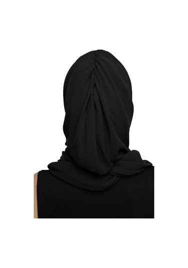 Şallı Takmatik Taşlı Siyah Hazır Türban Tesettür Bone Namaz Örtüsü Siyah